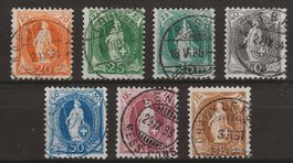 1882 : Steh. Helvetia Nr. 66A - 72A : KP 200.-- , sauber-o